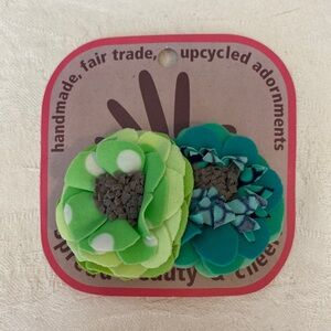 Lucuma Designs Double Flower Snap Hair Clip Barrette Fair Trade Handmade NEW
